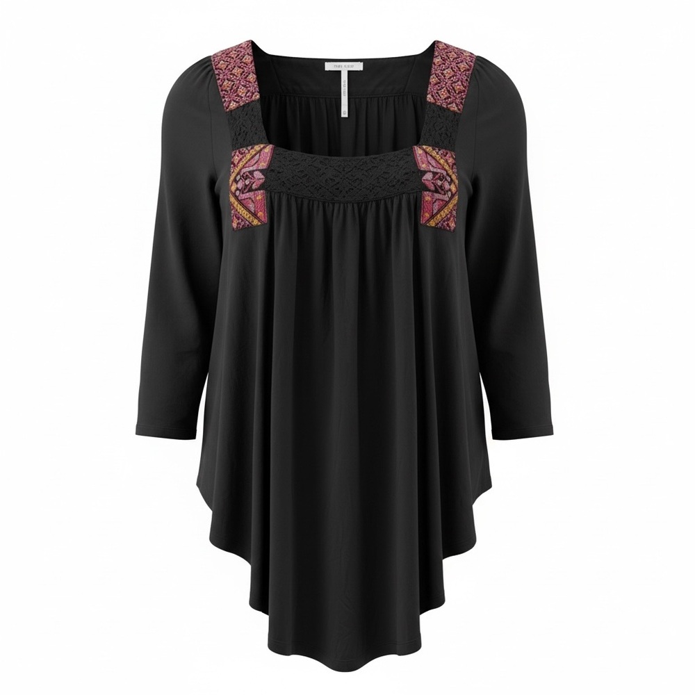 Free People black embroidered blouse, XS